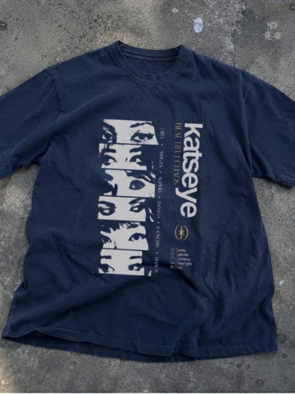 Abstract Eyes Graphic Tee – Navy Blue Alternative Art T-Shirt